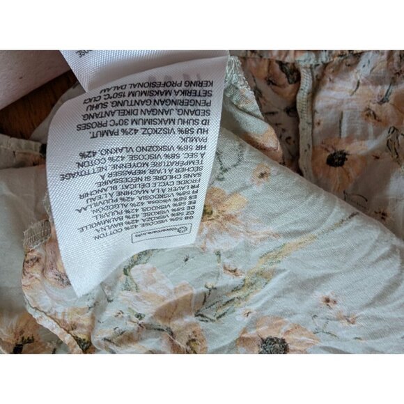 H&M Floral Long-Sleeve Peasant Blouse Dress With Tie Neck & Ruffles Size 12 - Picture 8 of 9